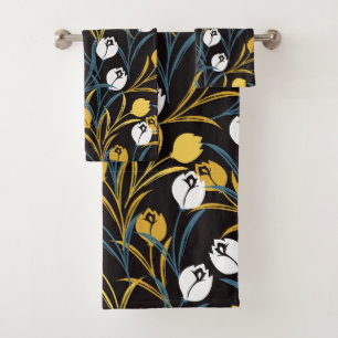 Elegant Tulip Floral Pattern  Bath Towel Set