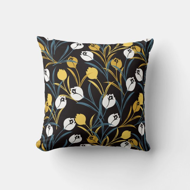 Elegant Tulip Floral Pattern  Cushion (Front)