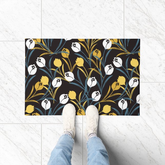 Elegant Tulip Floral Pattern  Doormat (Indoor)