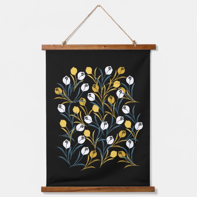 Elegant Tulip Floral Pattern  Hanging Tapestry (Front)