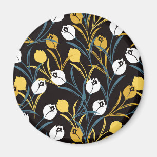 Elegant Tulip Floral Pattern Magnet