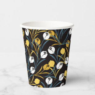 Elegant Tulip Floral Pattern Paper Cups