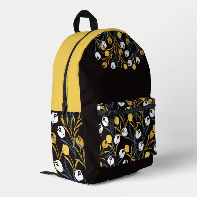 Elegant Tulip Floral Pattern  Printed Backpack (Back Corner Left)