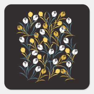 Elegant Tulip Floral Pattern  Square Sticker