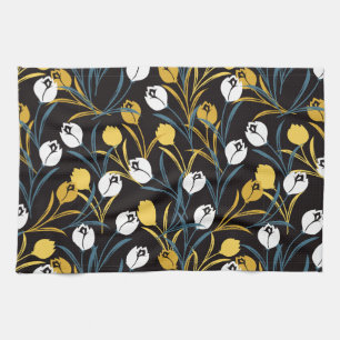 Elegant Tulip Floral Pattern  Tea Towel