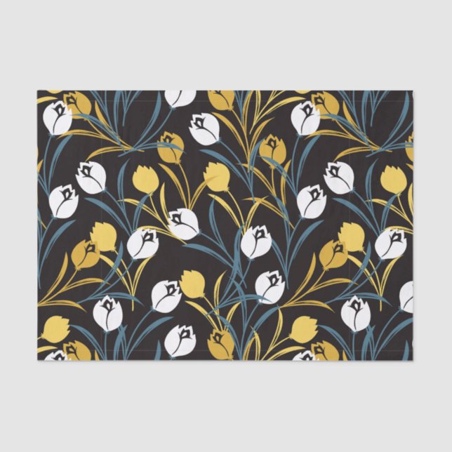 Elegant Tulip Floral Pattern  Tissue Paper (Front)