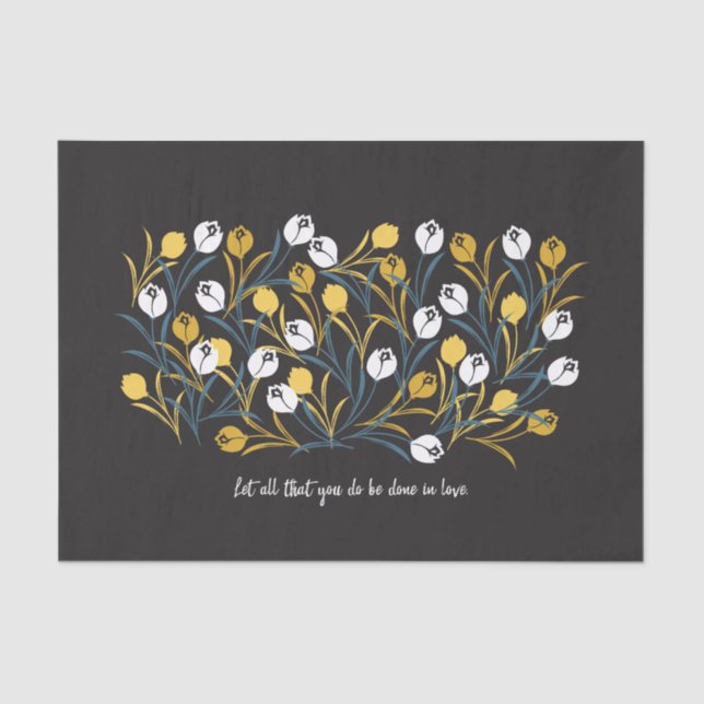 Elegant Tulip Floral Pattern  Tissue Paper (Front)