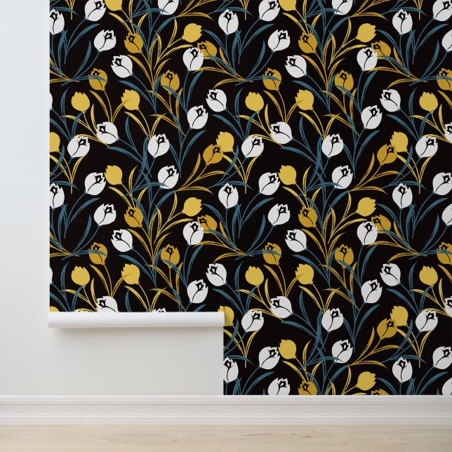 Elegant Tulip Floral Pattern  Wallpaper (Application)