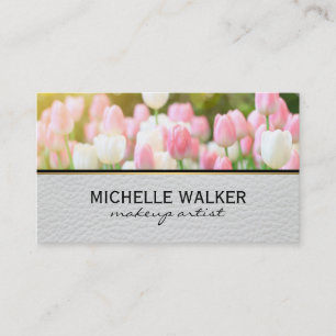 Elegant Tulip Flower   Florist   Leather Business Card