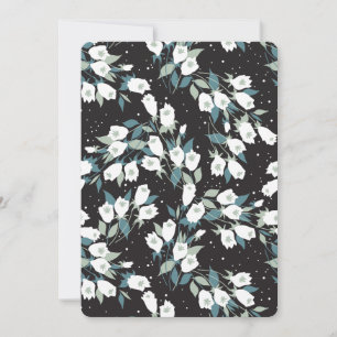 Elegant Tulip Flower Pattern Black Background Invitation