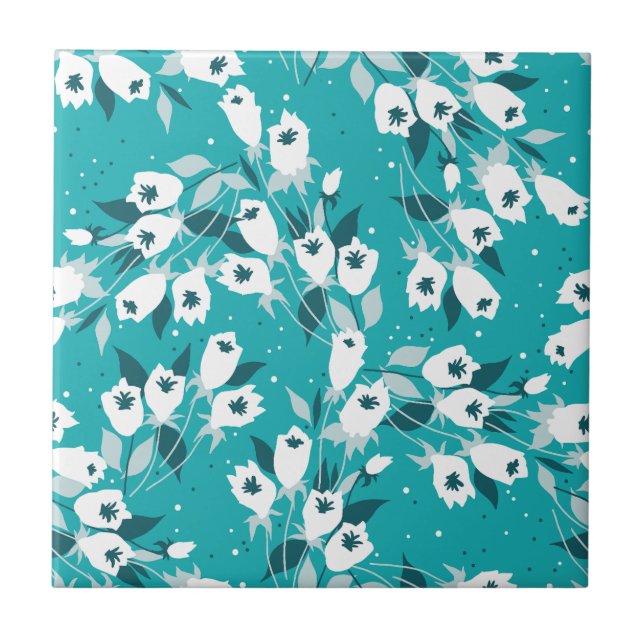 Elegant Tulip Flower Pattern Botanical Art Design Ceramic Tile (Front)