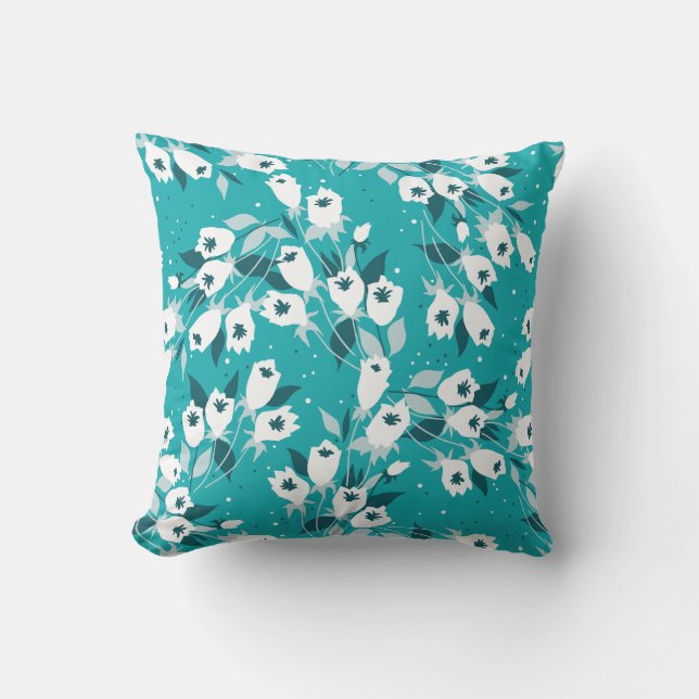 Elegant Tulip Flower Pattern Botanical Art Design Cushion (Front)