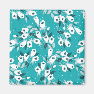 Elegant Tulip Flower Pattern Botanical Art Design Magnet