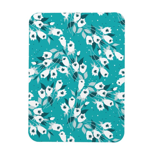 Elegant Tulip Flower Pattern Botanical Art Design Magnet (Vertical)