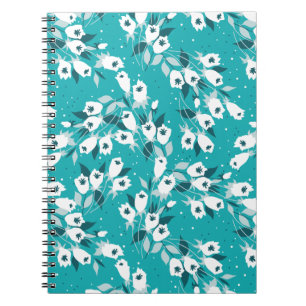 Elegant Tulip Flower Pattern Botanical Art Design Notebook