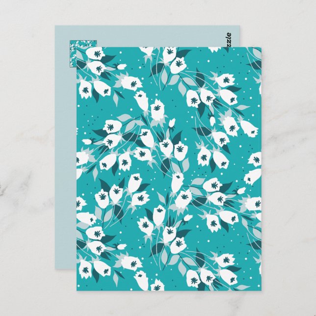 Elegant Tulip Flower Pattern Botanical Art Design Postcard (Front/Back)