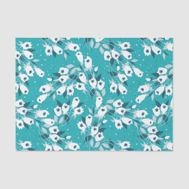 Elegant Tulip Flower Pattern Botanical Art Design Tissue Paper (Front)