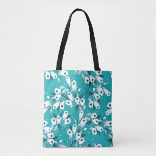 Elegant Tulip Flower Pattern Botanical Art Design Tote Bag