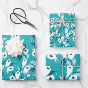 Elegant Tulip Flower Pattern Botanical Art Design Wrapping Paper Sheet