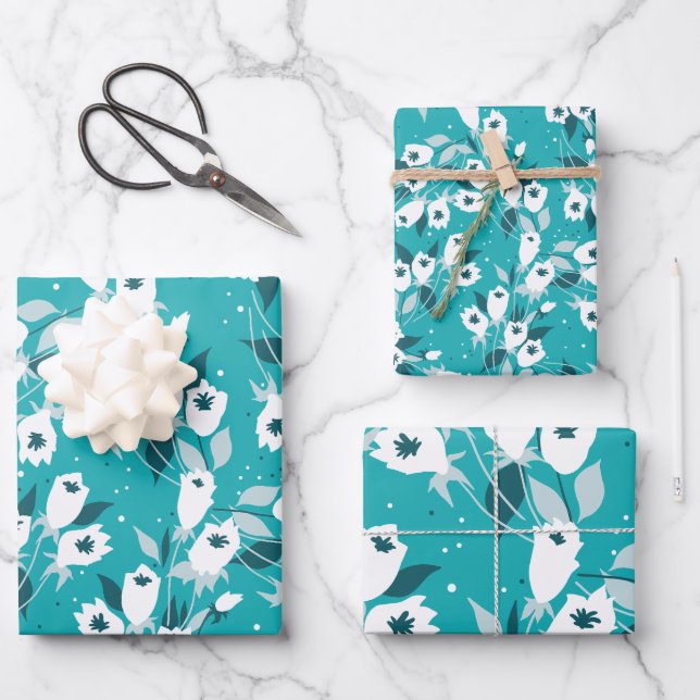 Elegant Tulip Flower Pattern Botanical Art Design Wrapping Paper Sheet (Front)