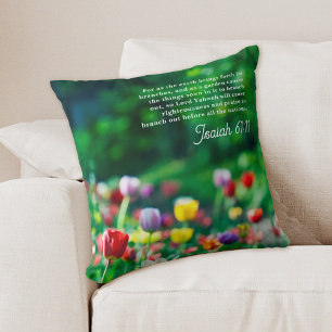 Elegant Tulip Garden Bible Verse Cushion