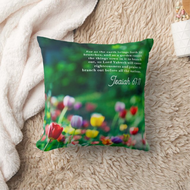 Elegant Tulip Garden Scripture Verse Double Sided Cushion (Blanket)