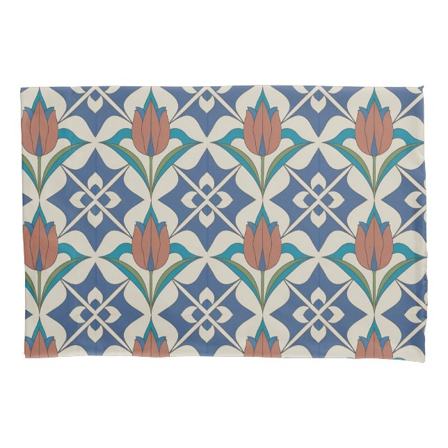 Elegant Tulip Motif Pillowcase (Front-Left)