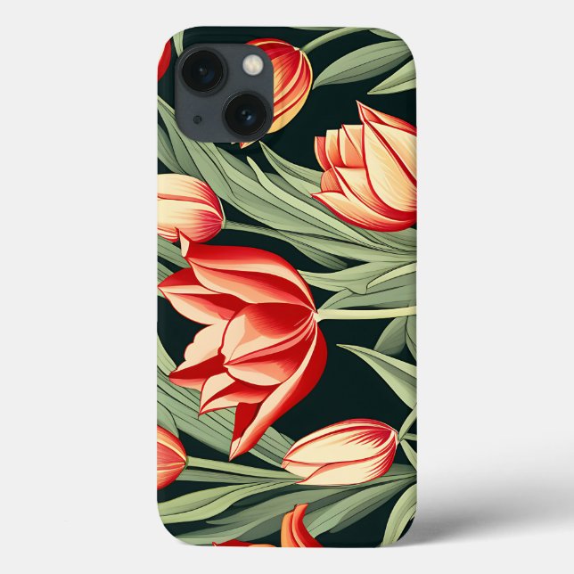 Elegant Tulip Pattern In Bold Case-Mate iPhone Case (Back)