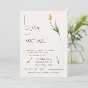 Elegant Tulip Simple Botanical Wedding Invitation