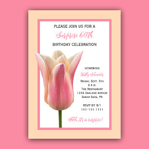 Elegant Tulip Surprise 60th Birthday Party Invitation