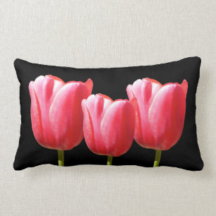 Elegant Tulip Trio Painting Lumbar Cushion