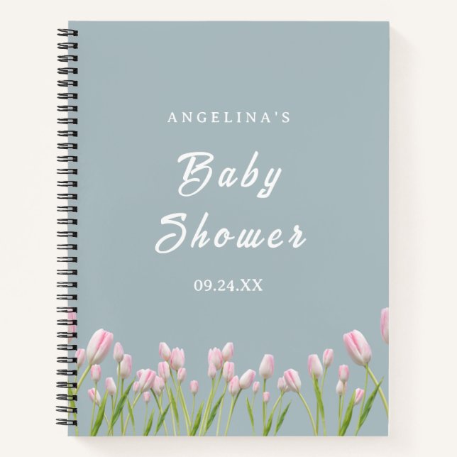 Elegant Tulips Baby Shower Gift List Notebook (Front)
