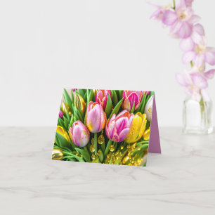 Elegant tulips with gold accents, Easter Card