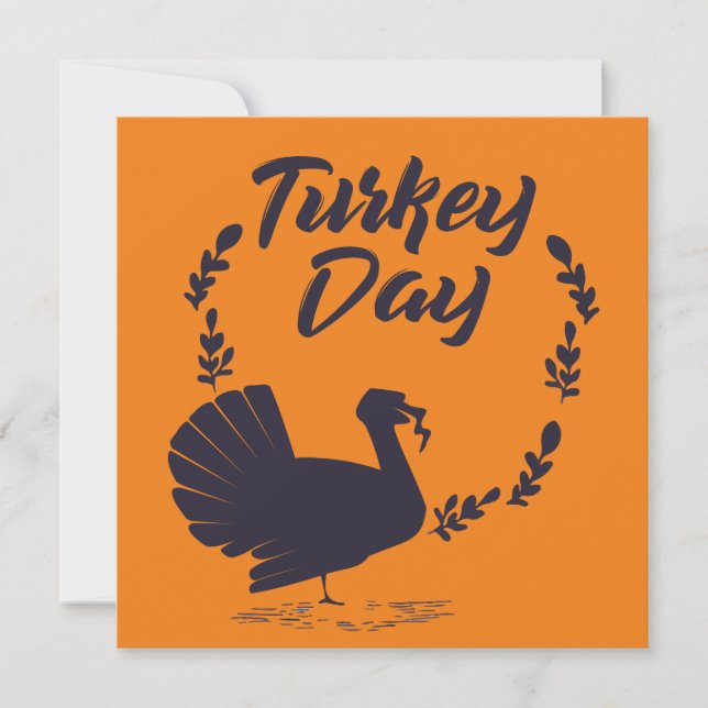 Elegant Turkey Day with leaves  Invitation (Front)