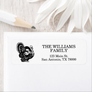 Elegant Turkey Thanksgiving Return Address Label