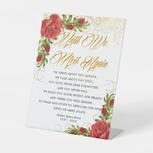 Elegant Turkish Red Roses Funeral Poem Pedestal Sign