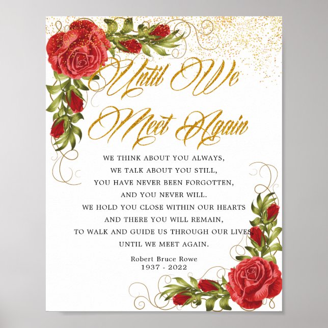 Elegant Turkish Red Roses Funeral Poem Sign (Front)