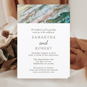 Elegant Turqoise and Gold Beach Wedding Invitation