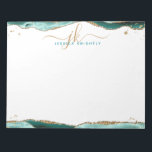 Elegant Turquoise Agate Script Monogram Initials Notepad<br><div class="desc">Personalised, elegant notepad with calligraphy script initials or monogram and name in turquoise and gold with turquoise agate and faux gold glitter border accents. CHANGES: The text font style, colour, size and placement can be changed by clicking EDIT for a custom look. ASSISTANCE: For help with design modification or personalisation,...</div>