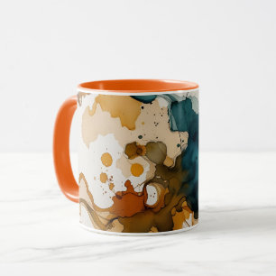 Elegant Turquoise and Gold Abstract Design Mug