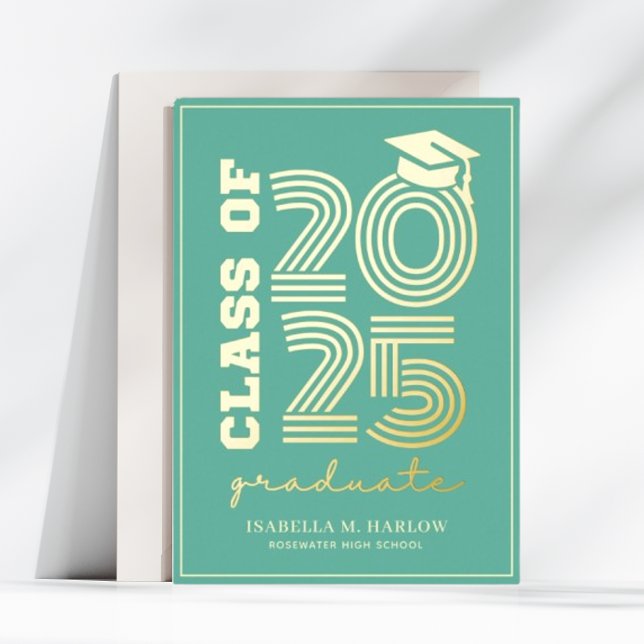 Elegant Turquoise and Gold Graduation Announcement (Creator Uploaded)