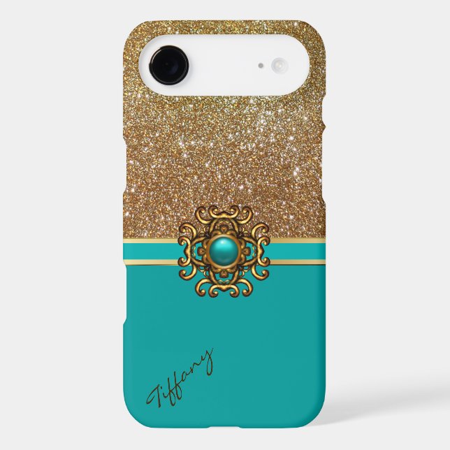 Elegant Turquoise and Gold iPhone 6 Plus case (Back)