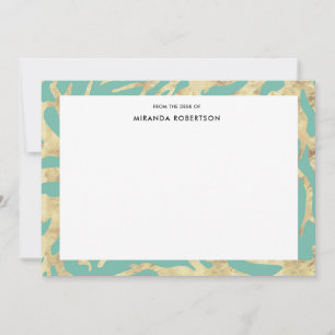 Elegant Turquoise and Gold Note Cards