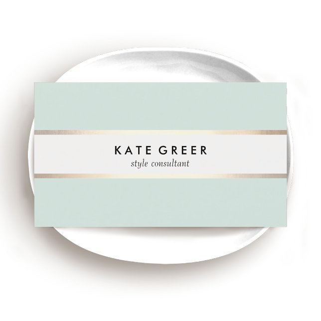 Elegant Turquoise and Gold Striped Professional Business Card (Creator Uploaded)