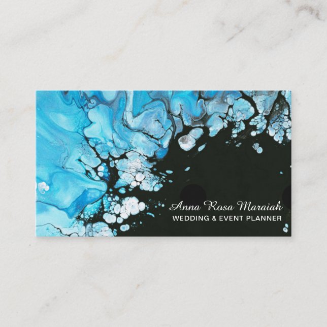 *~* Elegant Turquoise Black Beauty Wedding   Business Card (Front)