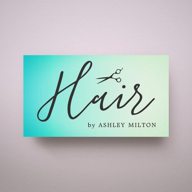 Elegant Turquoise Black Scissors Hair Stylist Business Card (Creator Uploaded)