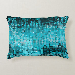 Elegant Turquoise Blue Glitter & Sparkles Print Decorative Cushion