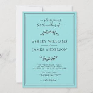 Elegant Turquoise Blue Wedding invitation