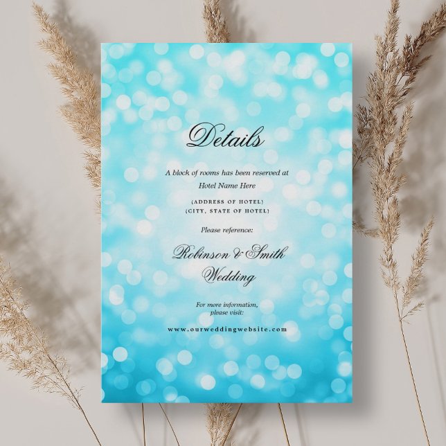 Elegant Turquoise Bokeh Lights Wedding Details Enclosure Card (Elegant Turquoise Bokeh Lights Wedding Details Enclosure Card)