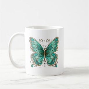 Elegant Turquoise butterfly Classic Ceramic Coffee Mug